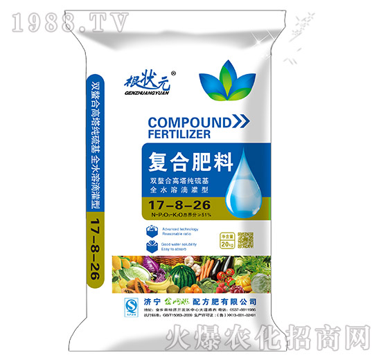 全水溶滴灌型復合肥料17-8-26-根狀元-金網聯(lián)