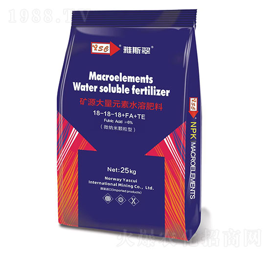 微納米顆粒型礦源大量元素水溶肥料18-18-18+FA+TE-雅斯翠